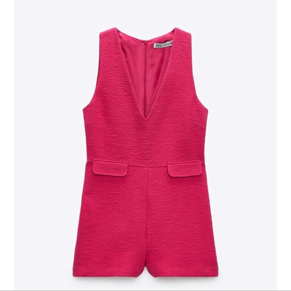 Zara short textured weave jumpsuit